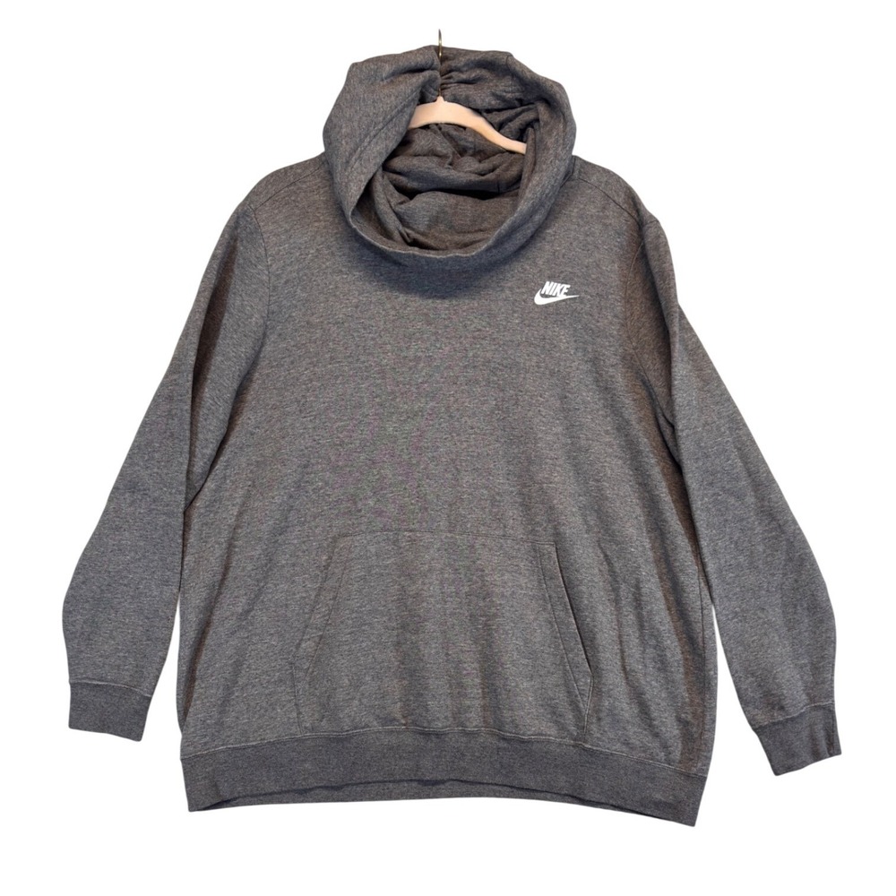 Nike Sportswear Essential Funnel‎ Neck Hoodie Women 1X Grey Fleece CJ0413-071